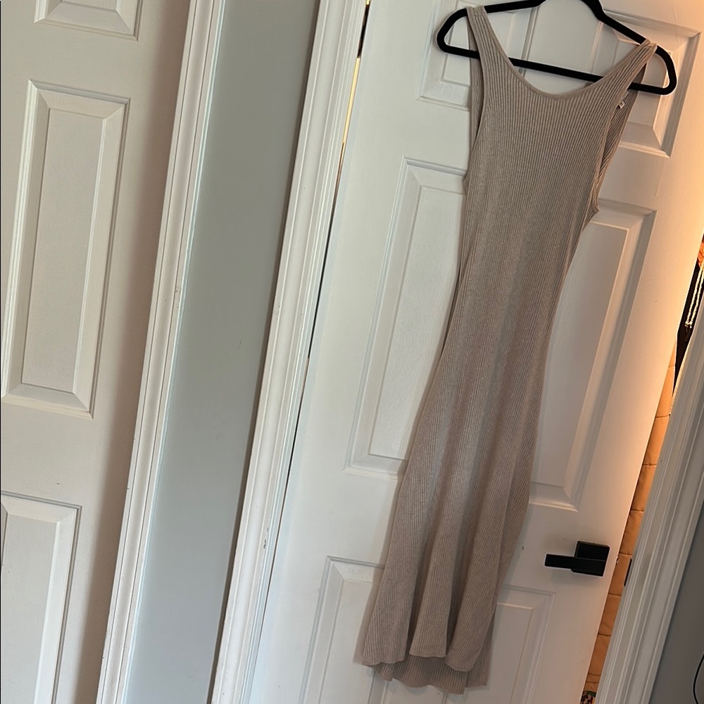 Freshman Tan Ribbed Maxi Dress